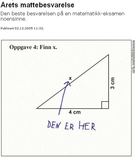 The best answer to a math-test... ever..., 