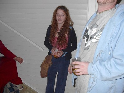 Johnson City Party, Kristen looks dazzled as the siren song ends.